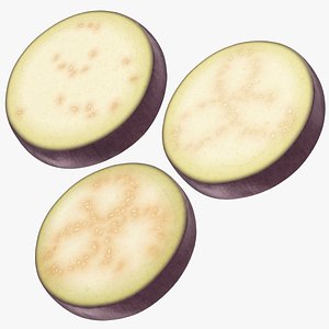3D Sliced Eggplant Collection Black