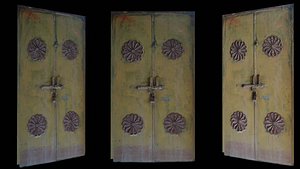 Aged Ornate Wooden Door 3D Scan 3D model