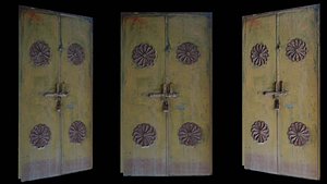 Aged Ornate Wooden Door 3D Scan