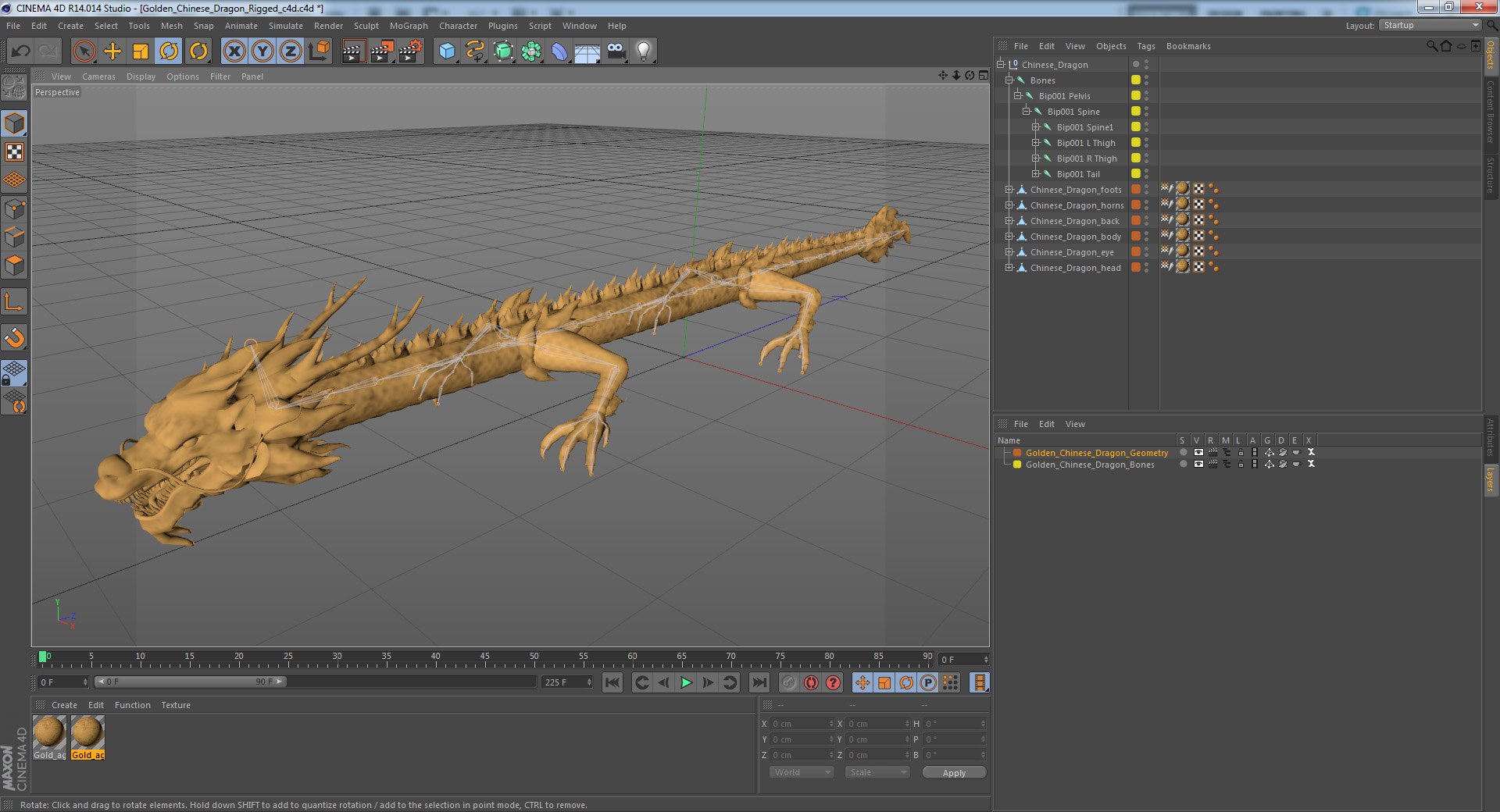 Golden Chinese Dragon Rigged 3D Model - TurboSquid 1403088