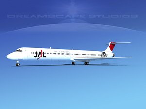 md-90 jet commercial 3d model