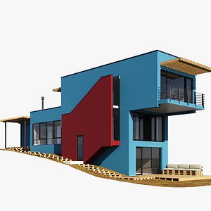 Modern house on a narrow plot model