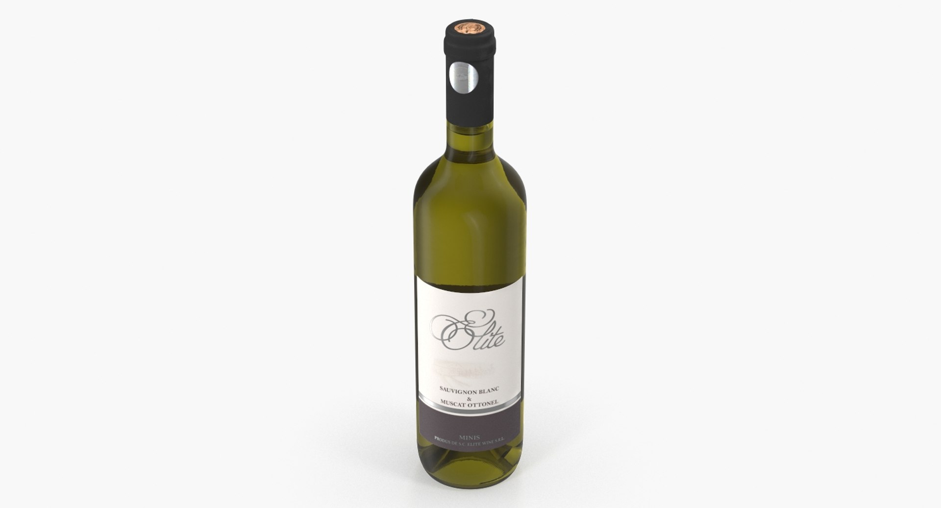 White Wine Bottle 3D model preview