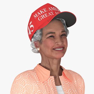 Chinese Grandma Everyday Style in Trump Hat model