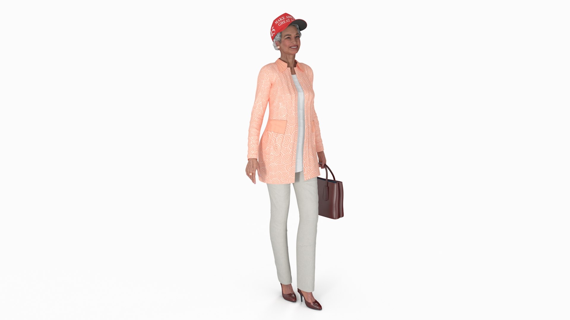 Chinese Grandma Everyday Style in Trump Hat 3D model preview