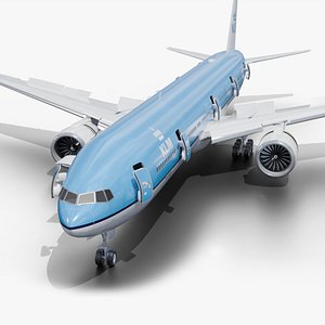 3D KLM Boeing 777-300 Animated Realistic Jet