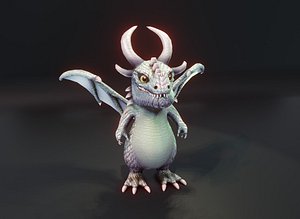 Cartoon Silver Dragon Animated Low-poly 3D Model 3D