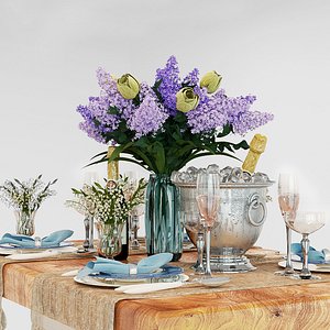3D table set lilac model