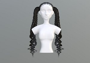 3D model Braids Ponytails Hair
