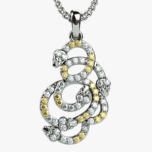 Snakes Gold Pendant 3D