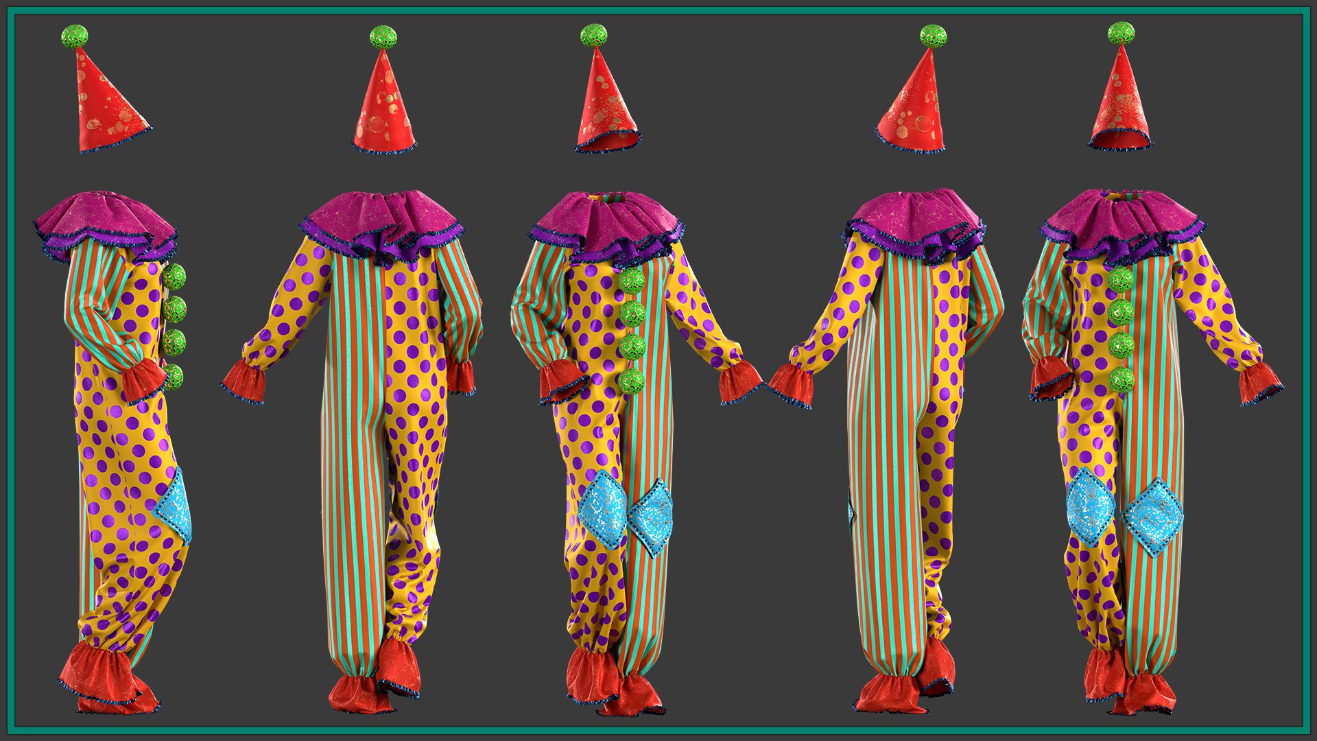 Female Clown Outfit With Texture And Smart Material 3D Model ...