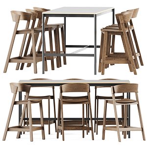 Muuto Base Table High and Muuto Cover Counter Stool model