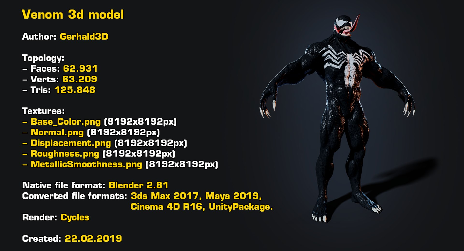 3D venom marvel character https://p.turbosquid.com/ts-thumb/nN/OAbUr3/m2EPqvnm/stats/png/1578136904/1920x1080/fit_q87/be3fc27b6cd12bad5ea0d03957fadc32edbcbc51/stats.jpg