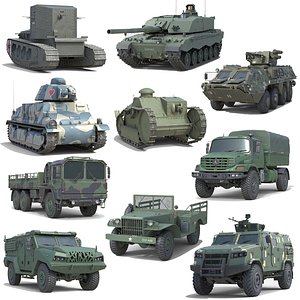 3D 10 Military Vehicles Collection v16