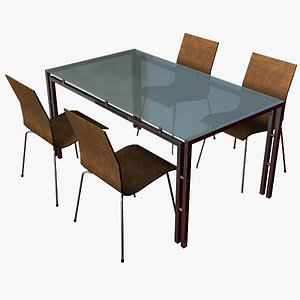 3d model dining set glass