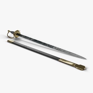 1796 Officer's Spadroon and Scabbard 3D model