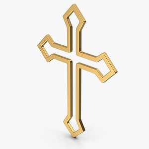 3D Gold Christian Cross model