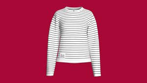 3D Girls Long Sleeve Striped Sweetshirt With Patch model