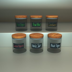 Spice Jar Set with Editable Labels and Trim Sheet 3D