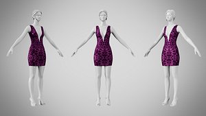 Dress 34 Amethyst Glow Velvet v2 3D model