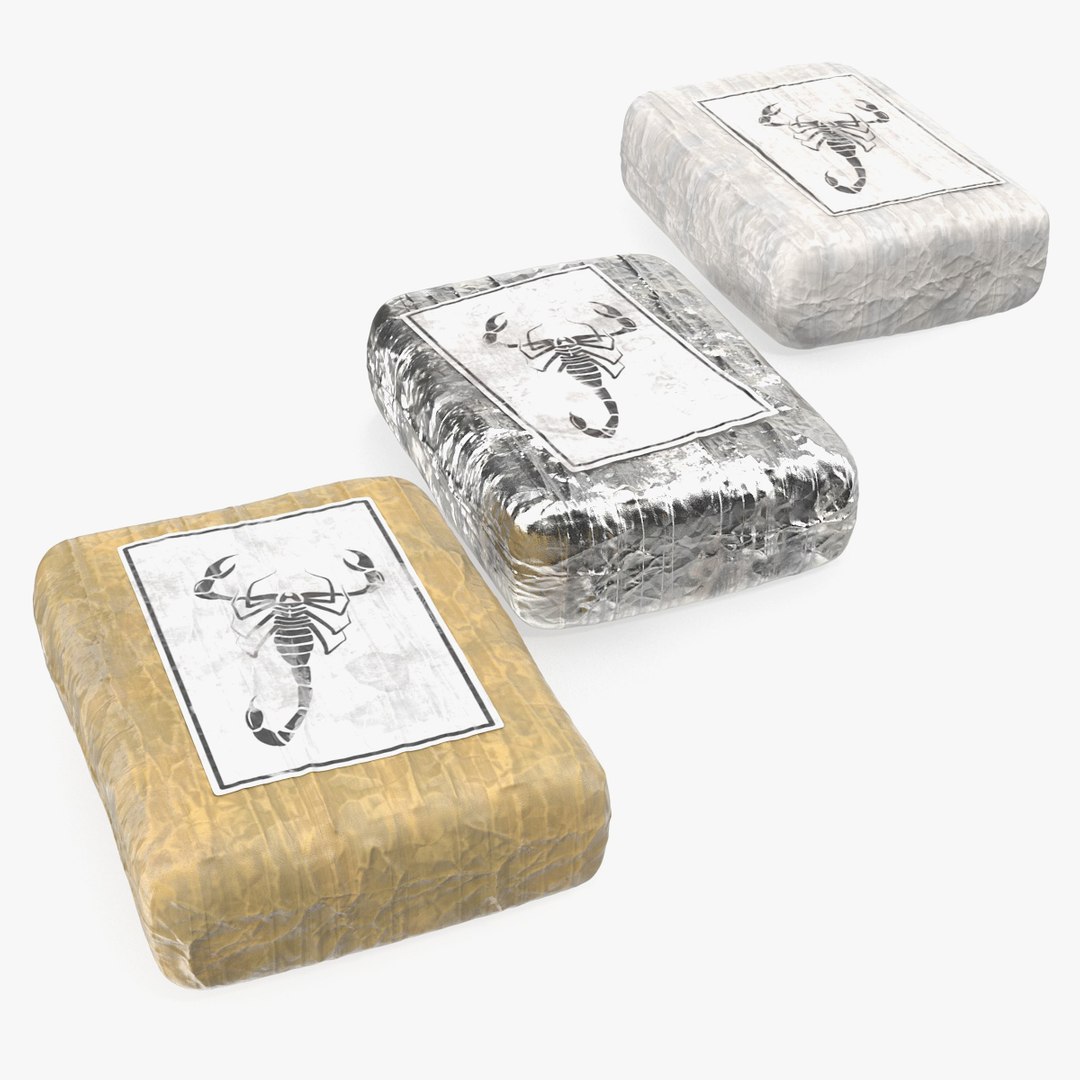 Various Cocaine Packages 3D Models Set 3D model preview
