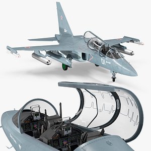 3D Yakovlev Yak-130 Aermacchi M-346 Light Attack Jet Rigged for Cinema 4D