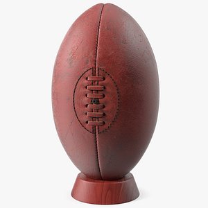 Vintage Leather Rugby Ball on Kicking Tee 3D