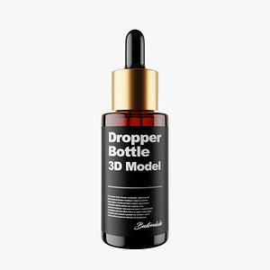 Premium Cosmetic Dropper Bottle 3D Model - Skincare Packaging Display