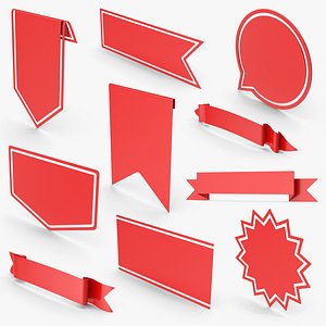 3D Ribbon Banners Labels Tags Collection