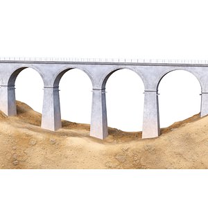 3D Train bridge span viaduct long