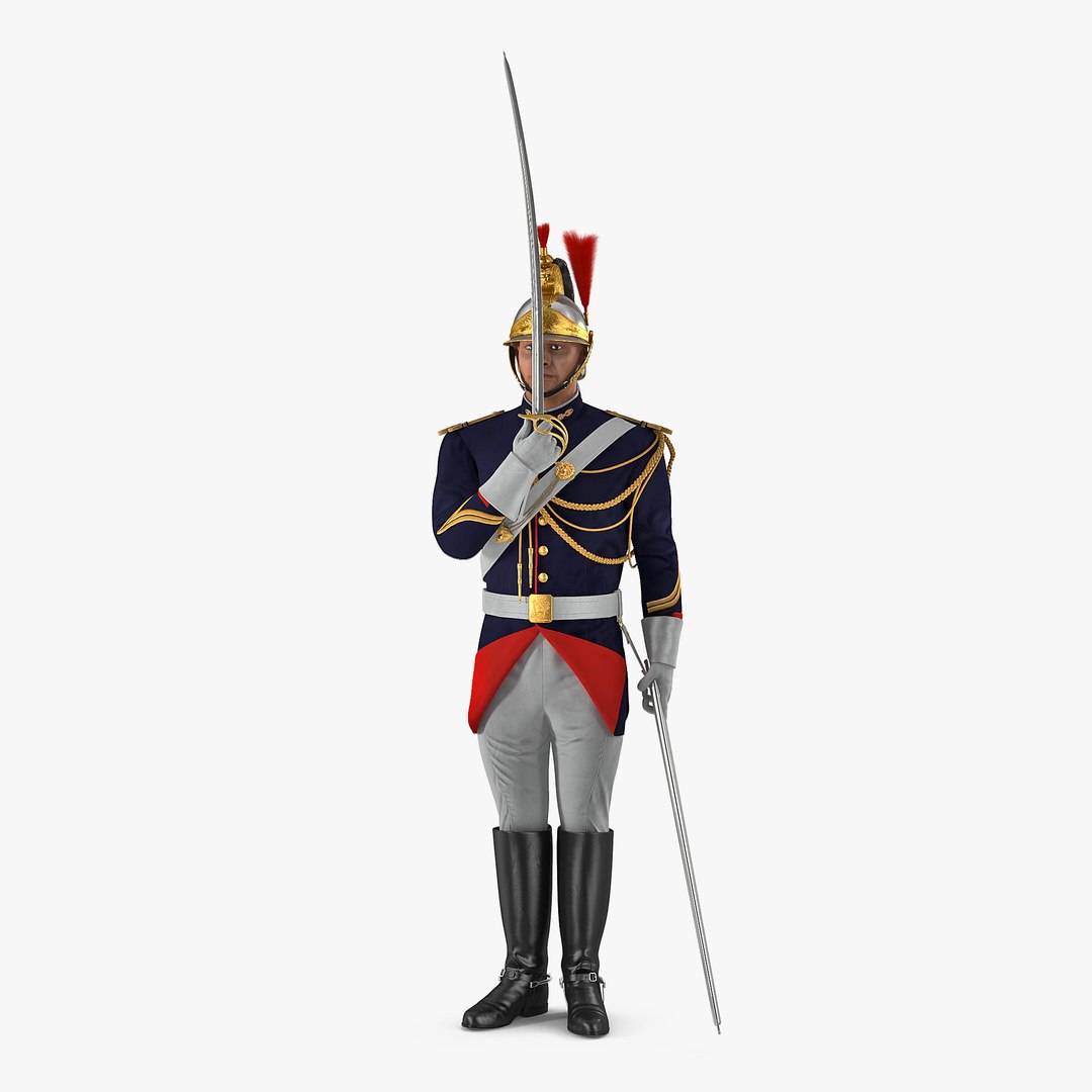 French Republican Guard in Traditional Uniform Rigged 3D Model 3D model preview
