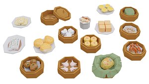 3D model Low Poly Hong Kong Dim Sum Collection