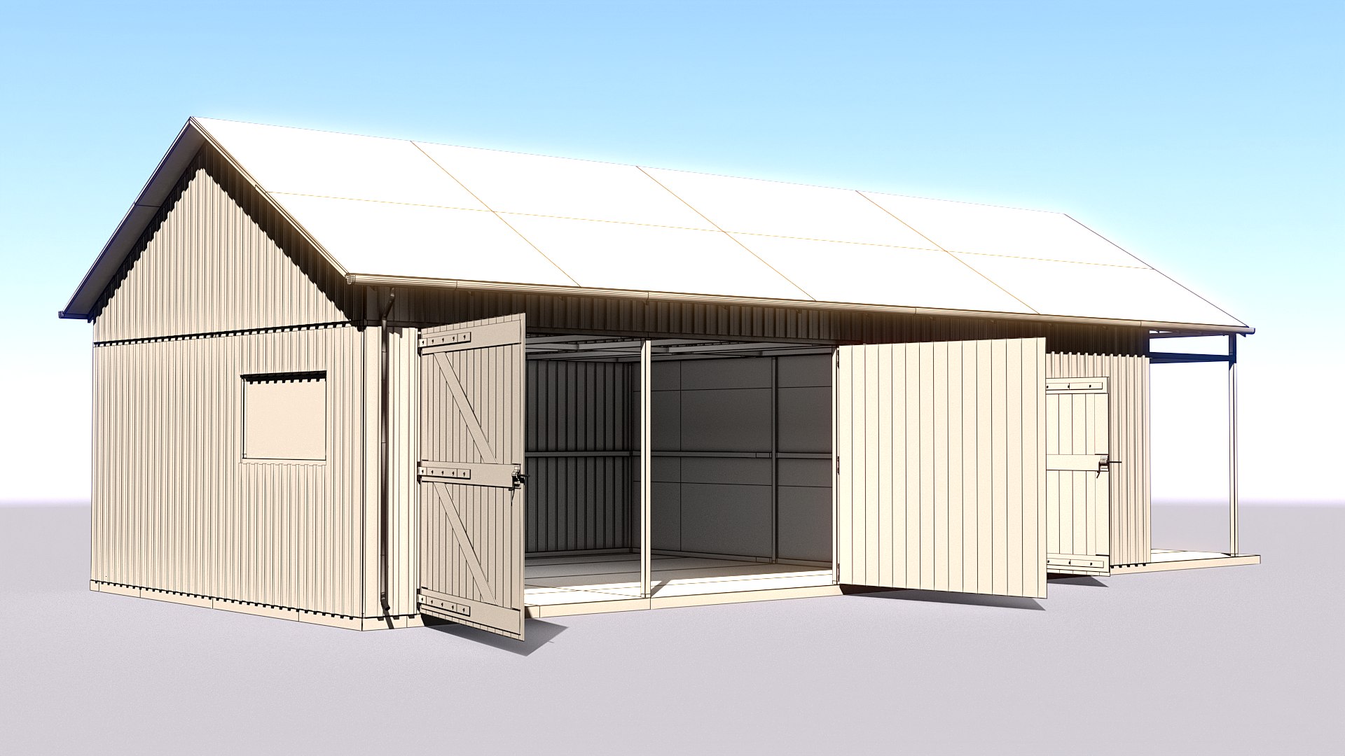 3D Wooden Garage For Car And Motorcycle With Small Workshop V2 Model ...