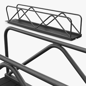 3D model Yacht Boarding Ramp with Guardrails Black