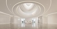Minimalist Grand Lobby Atrium with Sculptural Ceiling