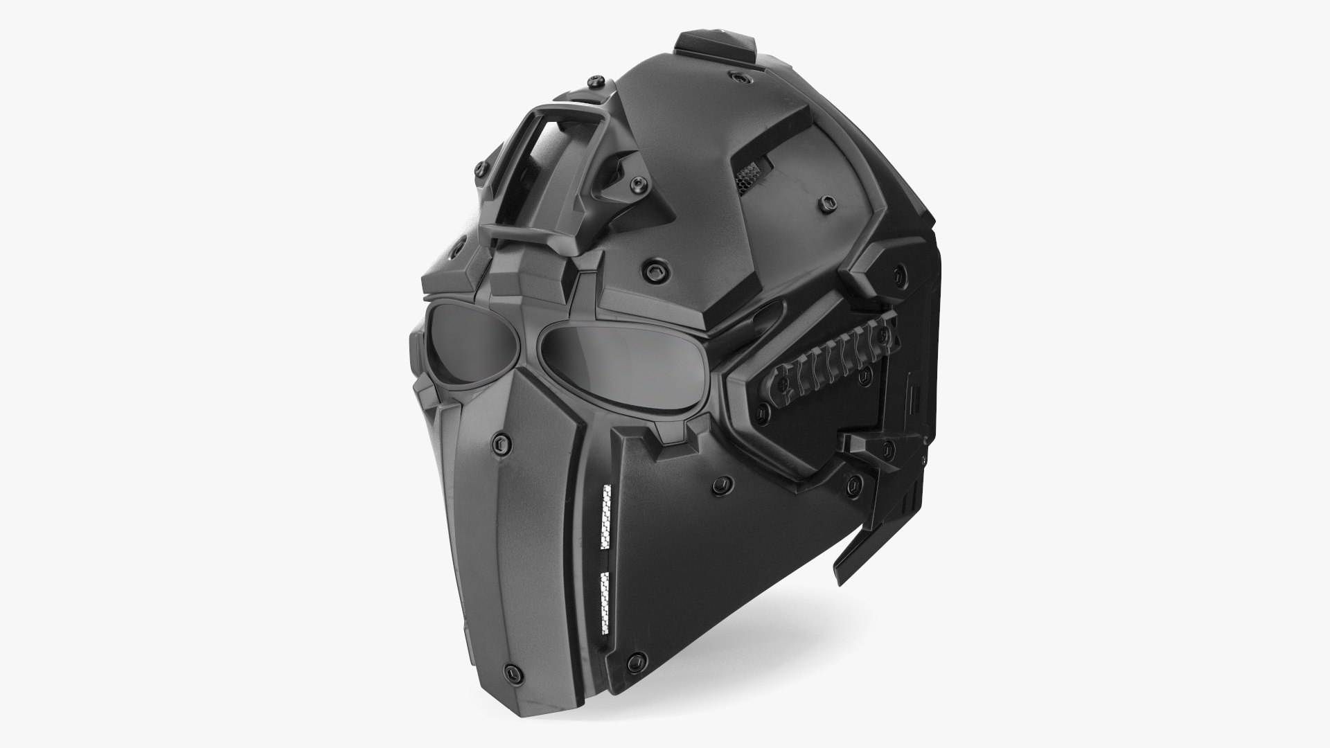 Full Face Bicycle Tactical Helmet Black 3D model preview
