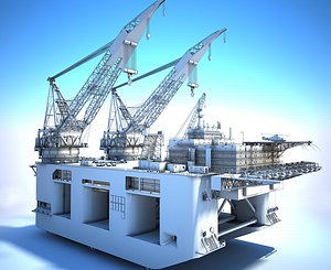 Oil Rig Dual Crane_Vessel - Generic White