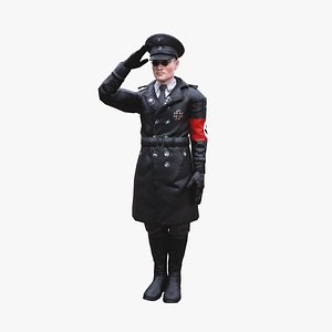 3D Rigged Nazi Wehrmacht Officer Soldier Character German WW2