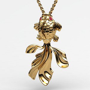 3d gold fish pendant model