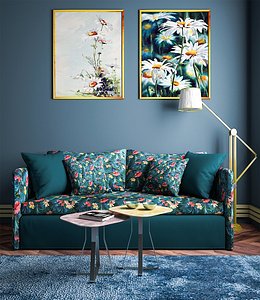Living room with Decent floral sofa fabric