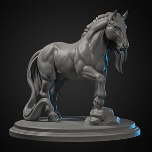 3D Dynamic Wild Horse Sculpture 3D Print model