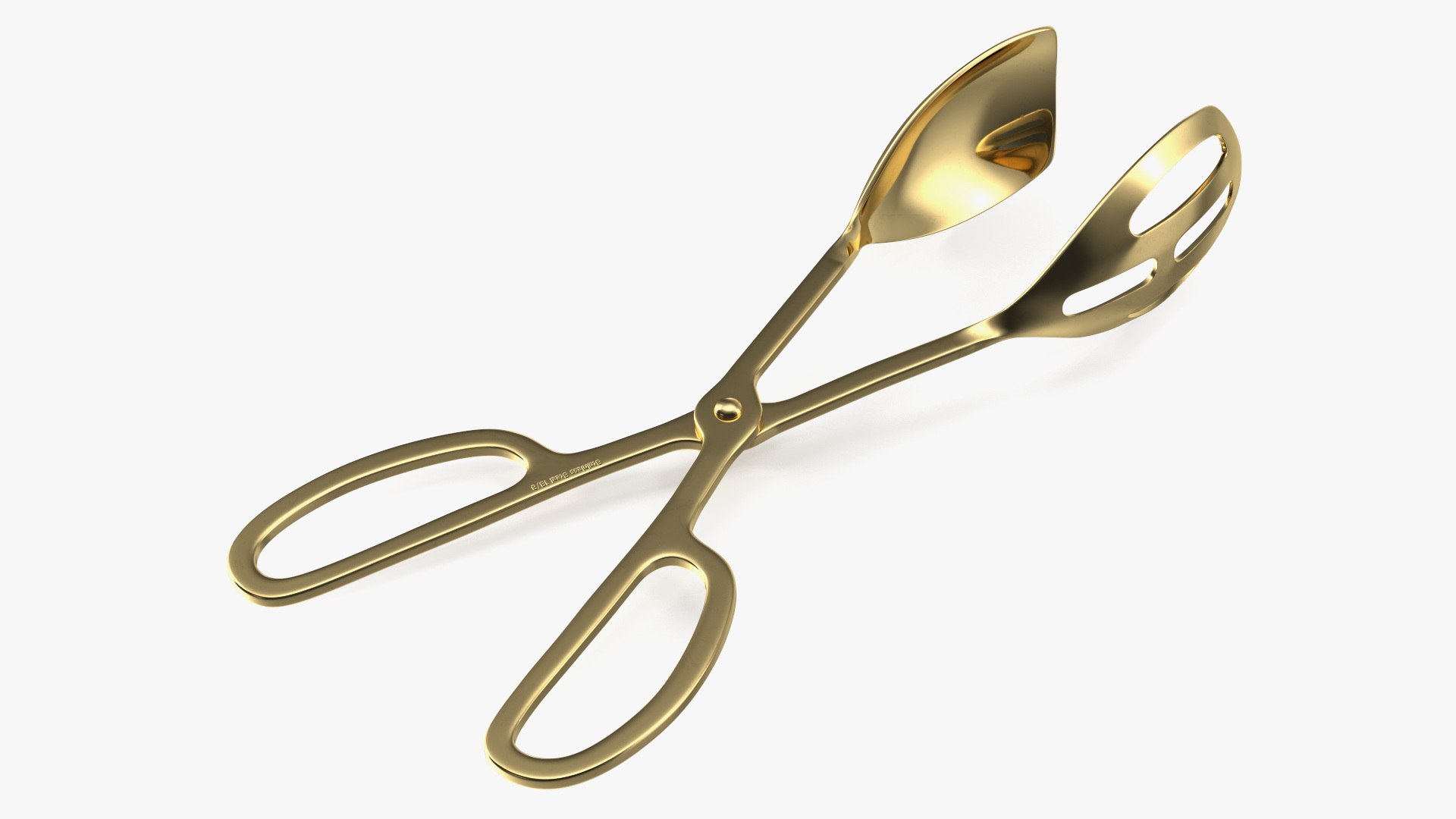 Buffet Scissor Salad Tongs Gold 3D model preview