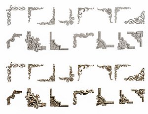 Molding Scroll Ornament Metal iron Gypsum Carved Pattern Decoration Embossment Relievo Anaglyph 3D model