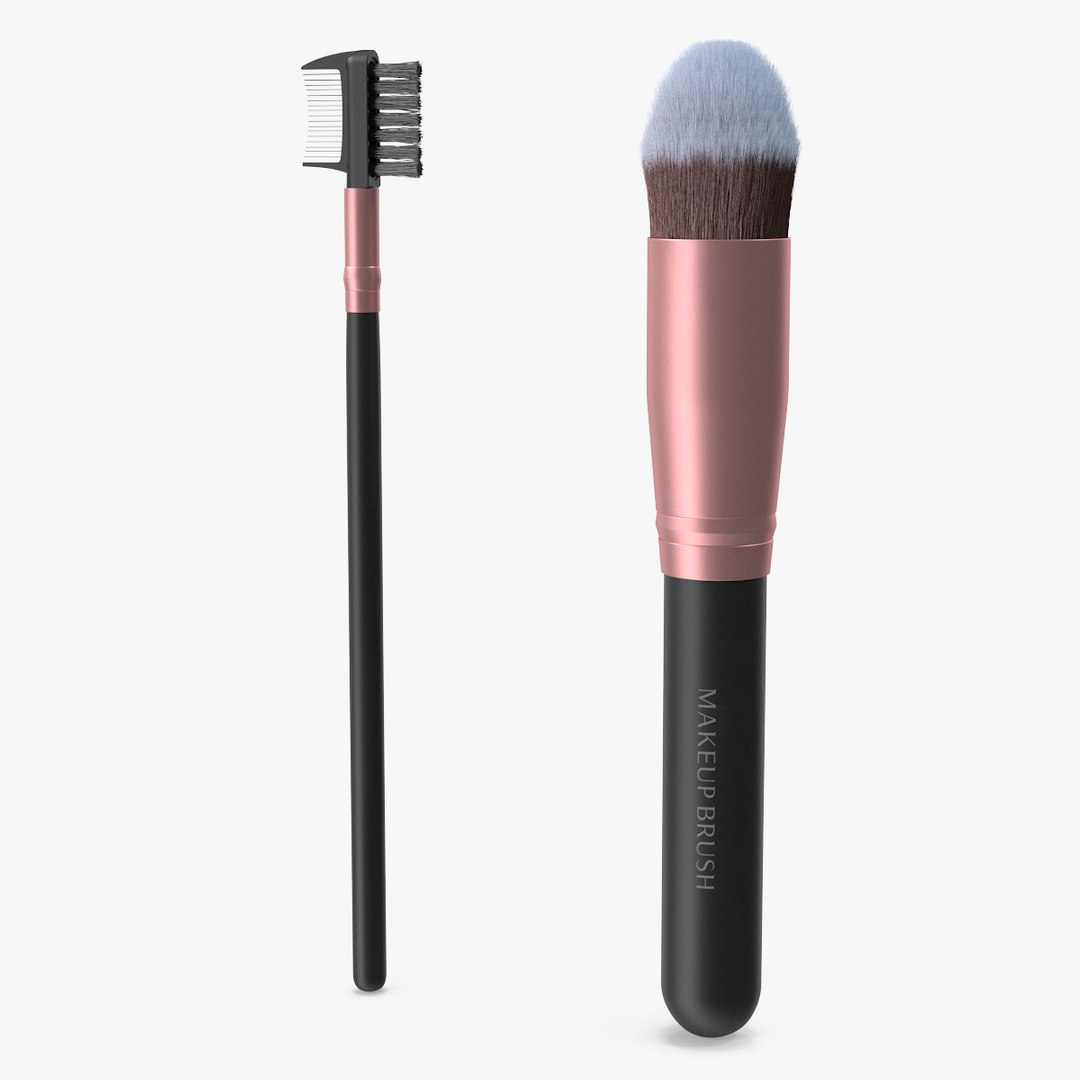 Tapered Brush with Eyebrow and Lash Brush Fur 3D model preview