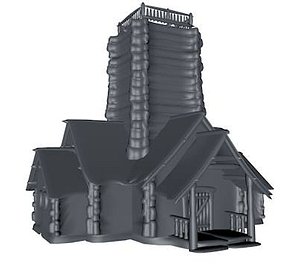 Medieval Log Cabin with Watch Tower