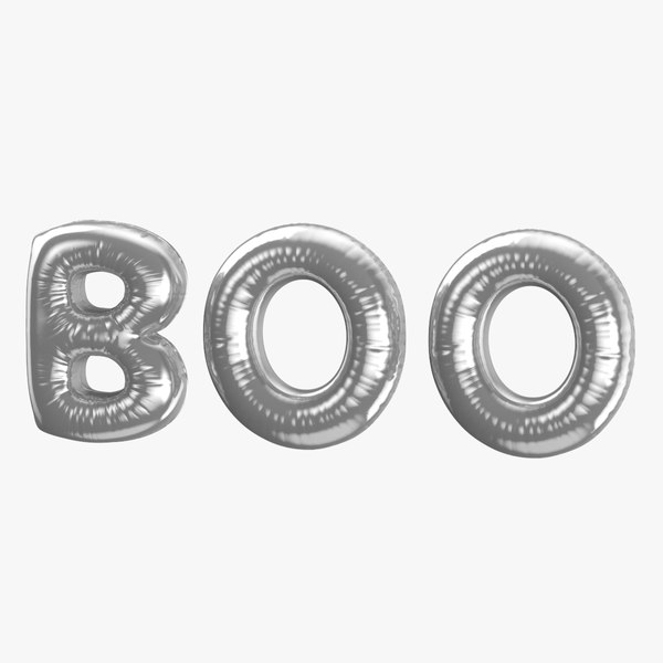 Foil Baloon Words Boo Silver 3D model