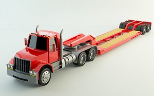 Low Poly Lowboy Trailer & Truck
