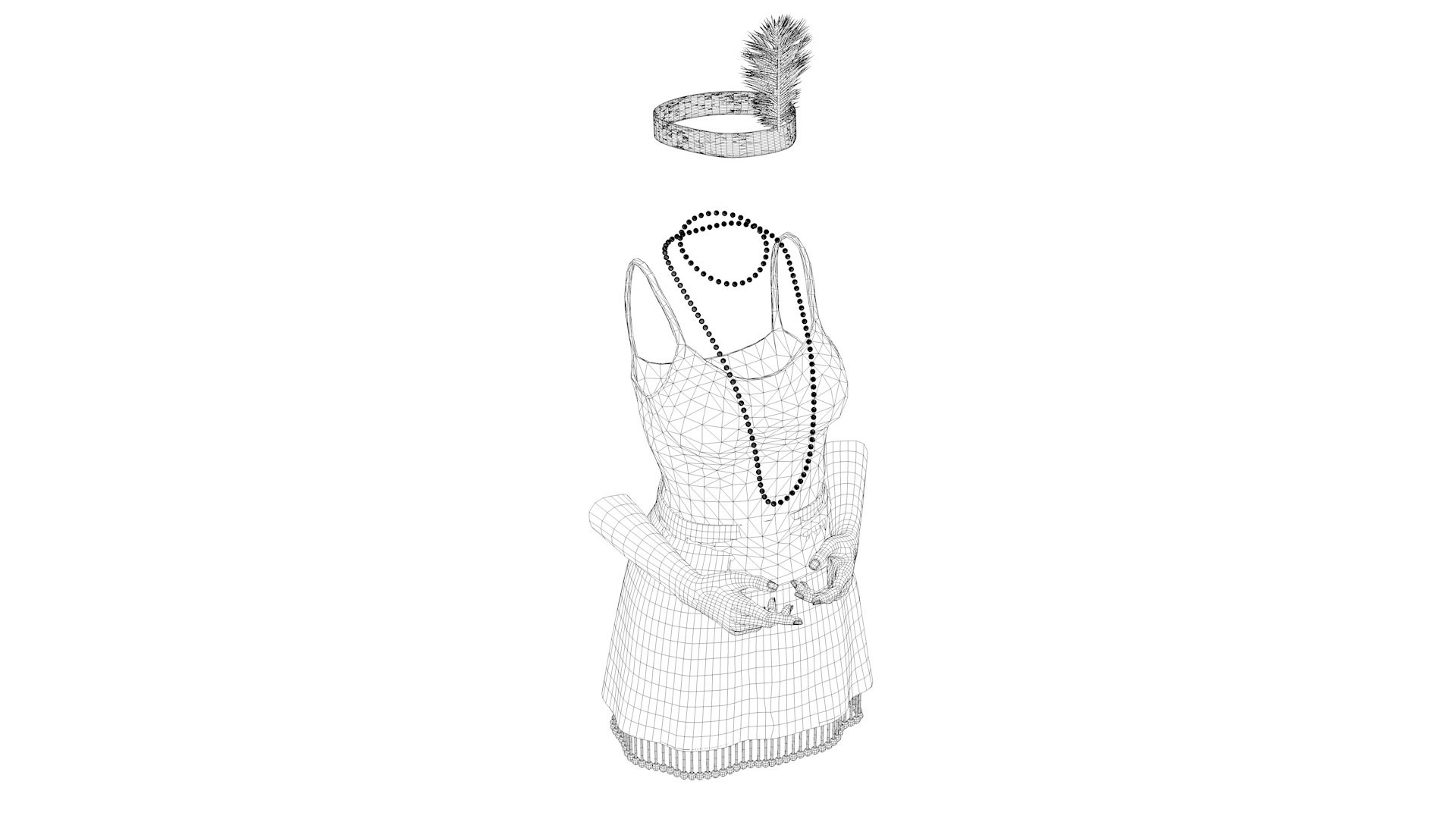 3D 1920s Flapper Outfit Model - TurboSquid 2318599