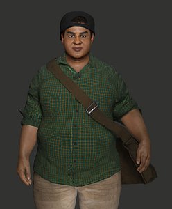 3D CHARACTER REALISTIC FAT MALE Casual Outfit Game Ready Model model