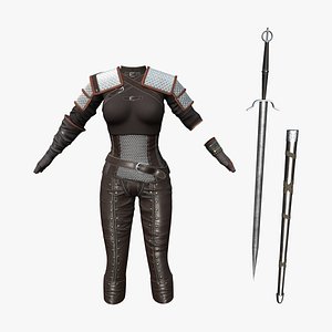 Medieval Female Warrior Full Outfit 2 3D